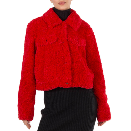 Michael Kors ladies faux sherpa trucker jacket in red