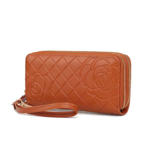 MKF Collection By Mia K. honey genuine leather quilted flower-embossed womens wristlet wallet by mia k.