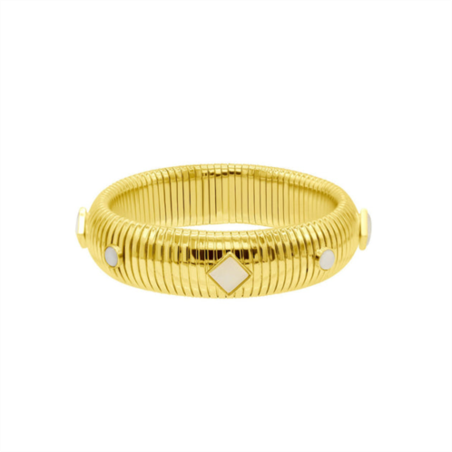 Adornia 14k gold plated .75 tall omega bracelet with stone