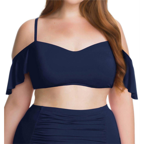 BECCA flounce off the shoulder ruffle bikini top - plus in indigo