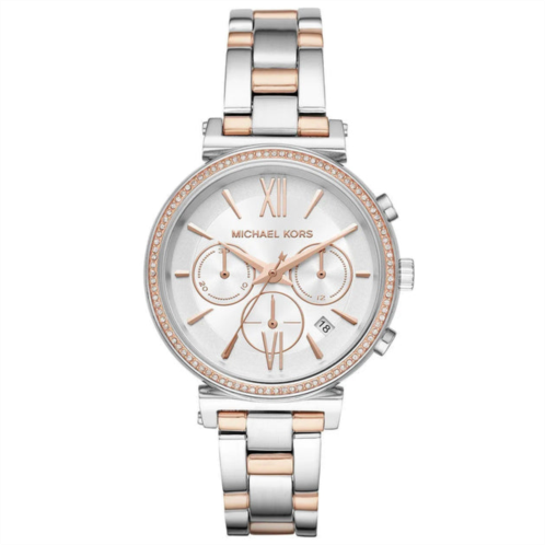 Michael Kors sofie mk6558 womens silver & rose-gold chronograph 39mm watch