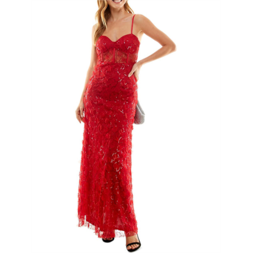 Jump Apparel juniors womens sequined illusion evening dress