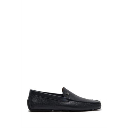 Bally wander mens 6220102 navy blue pebbled grained loafers