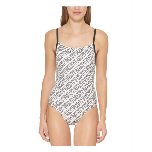 DKNY womens logo removable padding one-piece swimsuit