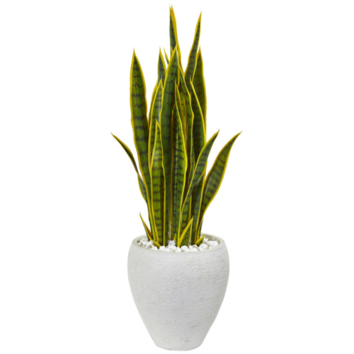 HomPlanti sansevieria artificial plant in white planter 33