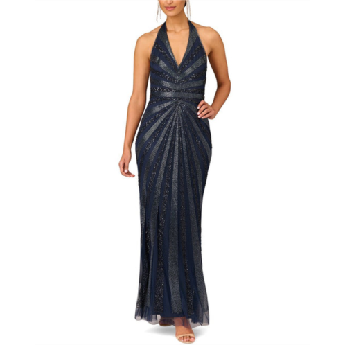 Aidan Mattox v-neck halter beaded gown