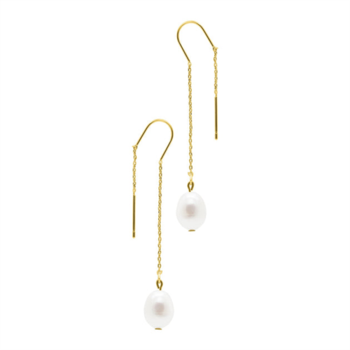 Adornia 14k gold plated threader earings with freshwater pearl