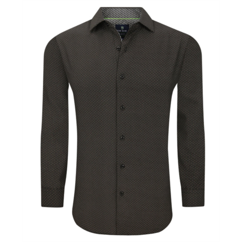 Tom Baine slim fit performance long sleeve geometric button down