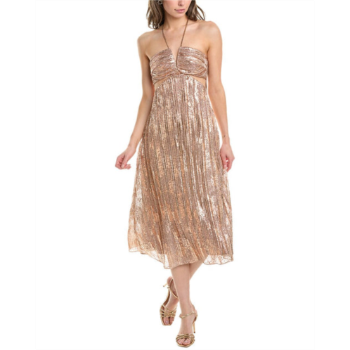 Liv Foster foil pleated cocktail dress