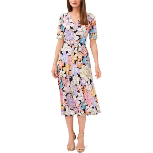 MSK womens floral print jersey midi dress