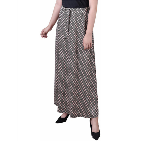 NY Collection petites womens polka dot belted maxi skirt