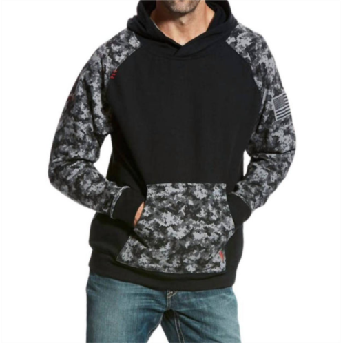 ARIAT mens durastretch patriot hoodie - plus in black digi camo