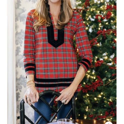 SAIL to SABLE red tartan print tunic