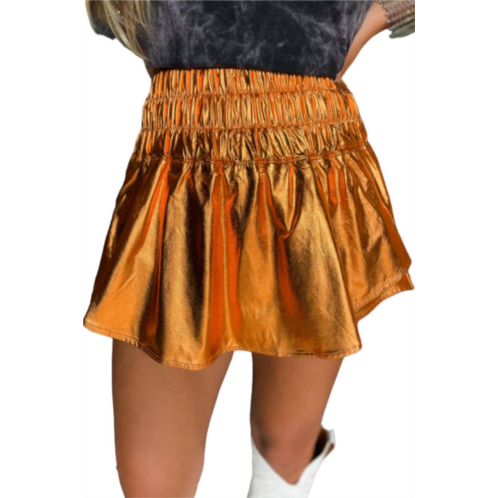 Peach Love metallic sporty skort in orange