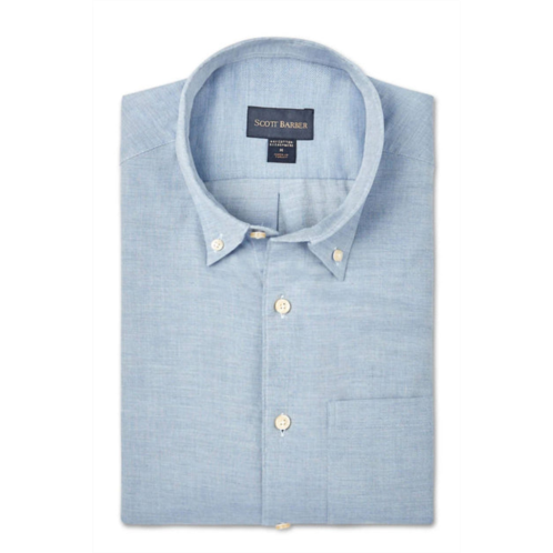 Scott Barber cotton cashmere solid twill shirt in blue