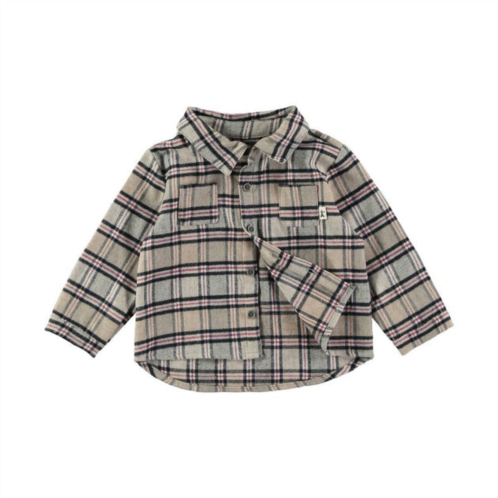 Petit Indi tartan long sleeve shirt in beige