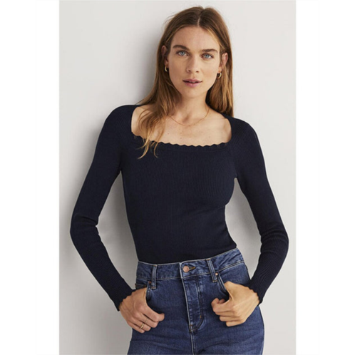 Boden ribbed square neck knit top