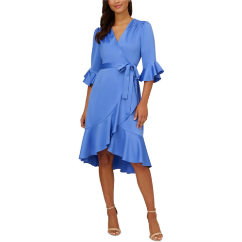 Adrianna Papell womens pleated polyester wrap dress