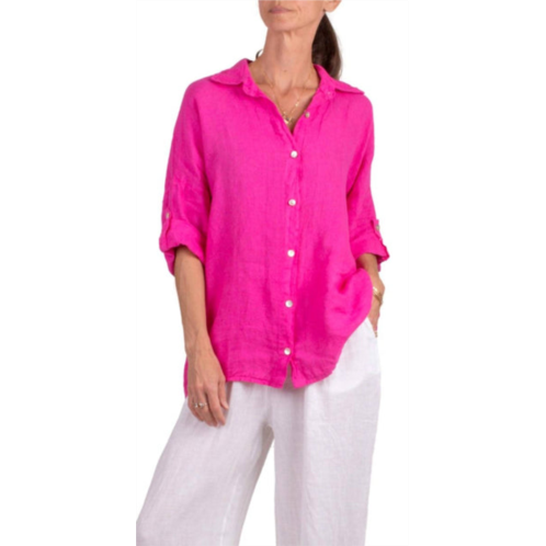 GIGI MODA martina linen button down shirt in hot pink