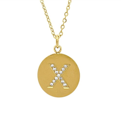 Adornia initial circle disc necklace gold