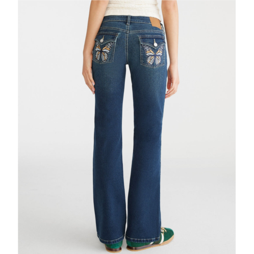 Aeropostale super low-rise flare butterfly pocket jean