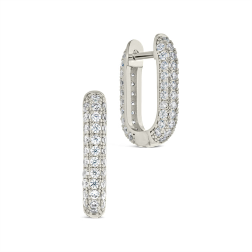 Sterling Forever mara cz rectangle hoop earrings