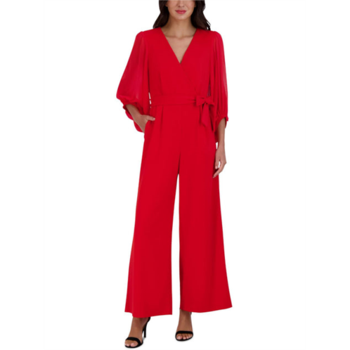 Donna Ricco womens surplice neck balloon sleeves jumpsuit