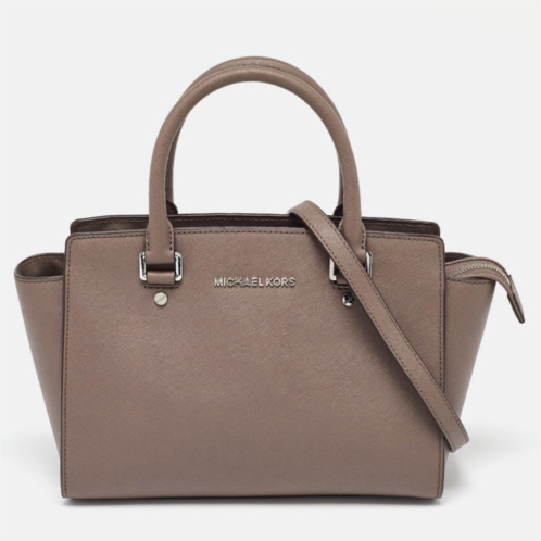 Michael Kors dark beige leather medium selma tote