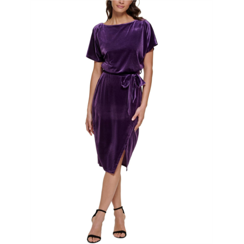 Kensie Dresses womens velvet boatneck midi dress