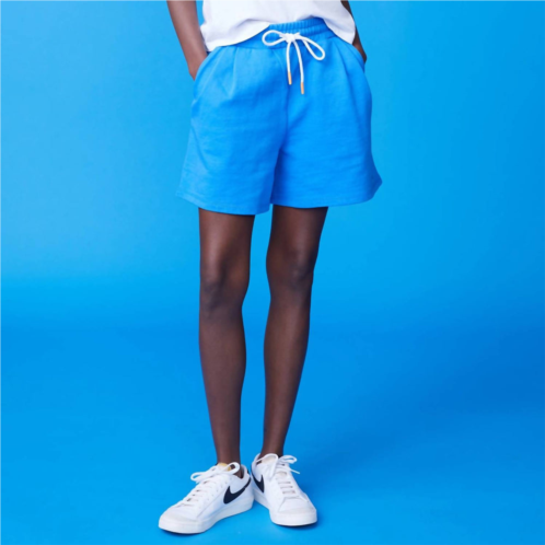 MONROW flared sweat short in cerulean