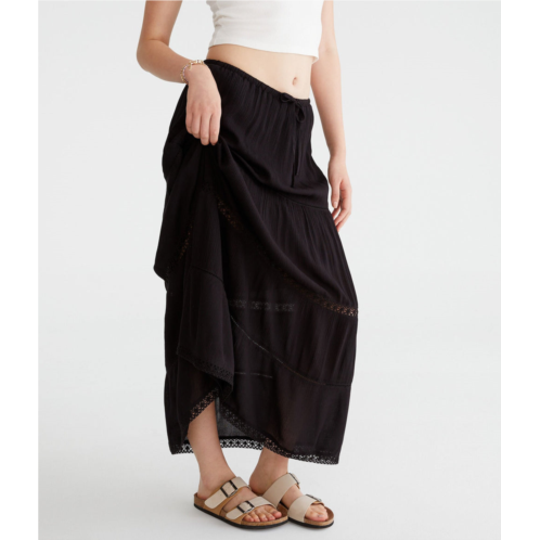 Aeropostale crinkle lace-trim maxi skirt