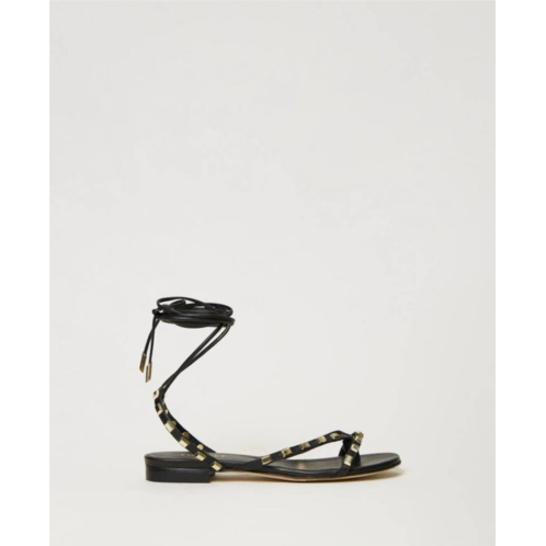 TWINSET sandalo thongs sandal in nero