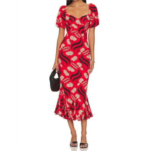 RHODE ramona dress in bright red kiku