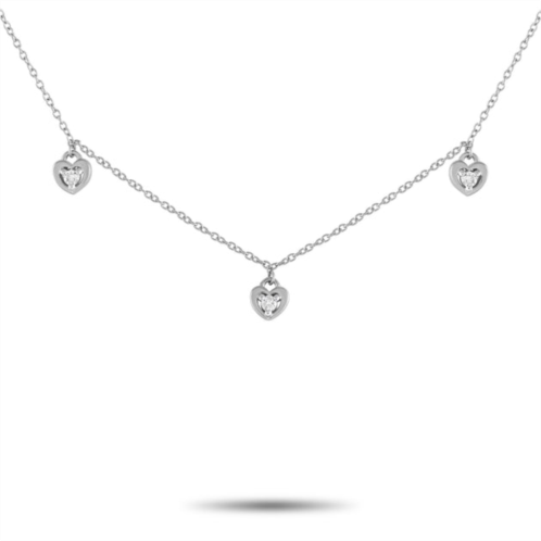 LB Exclusive 14k white gold 0.10ct diamond heart station necklace nk01628-w