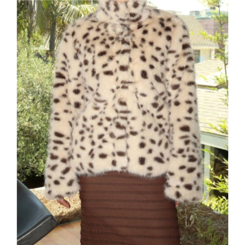 Bailey Rose fur leopard jacket in beige