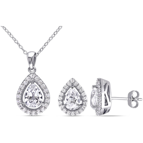 Mimi & Max 4 7/8ct tgw created white sapphire necklace and earrings set sterling silver