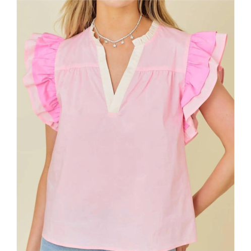 Main Strip color block casual top in pink