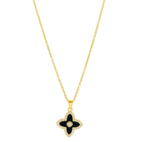 Adornia black clover necklace gold