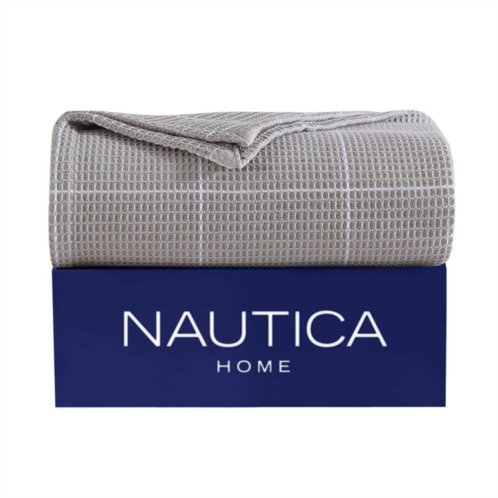 Nautica bridgeport waffle grid grey king blanket