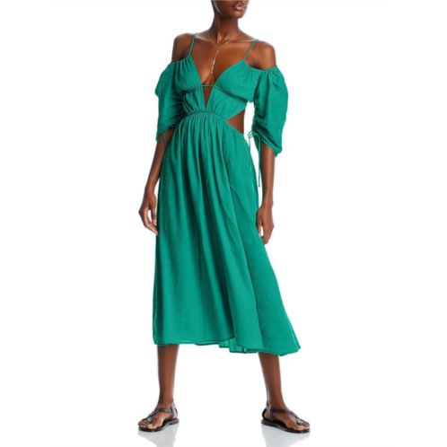 Cult Gaia charlize womens linen blend cut-out midi dress