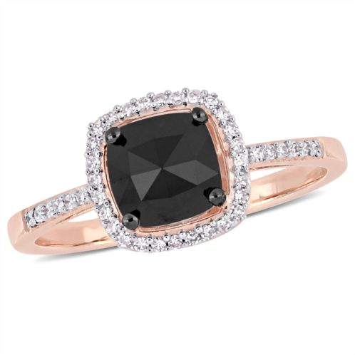 Mimi & Max 1ct tw black white diamond halo engagement ring 14k rose gold