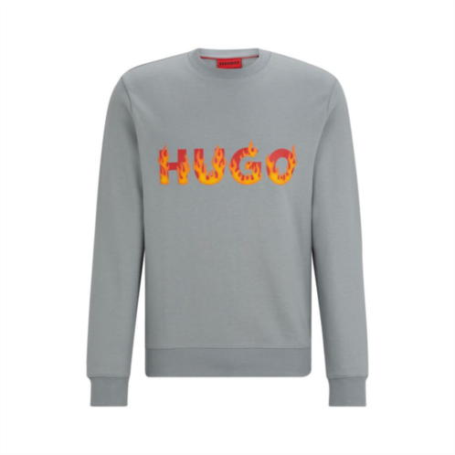 HUGO cotton-terry sweatshirt with puffed flame logo