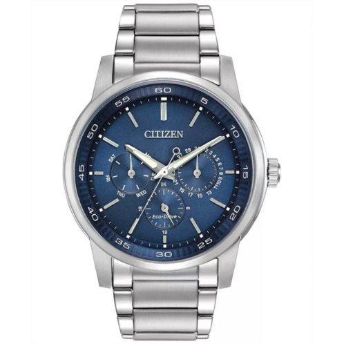 Citizen mens dress eco-drive stainless steel watch in blue