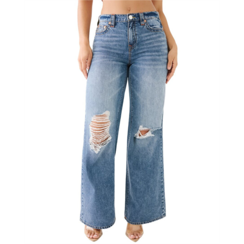 True Religion naida w/ destroy leila high rise wide leg jean