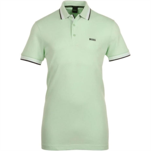 Hugo Boss mens paddy short sleeve contrast color polo shirt, pastel green