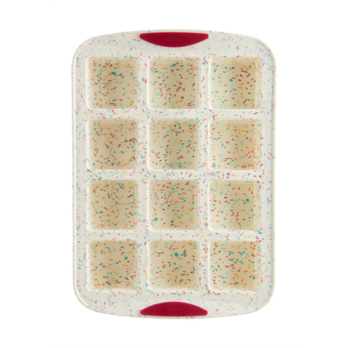 Trudeau structure silicone 12 cavity mini brownie pan, confetti/fuchsia