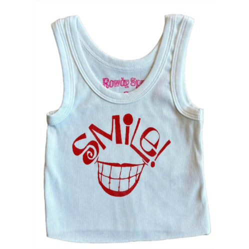 ROWDY SPROUT girls smile tank top in white