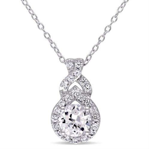 Mimi & Max created white sapphire teardrop halo necklace in sterling silver