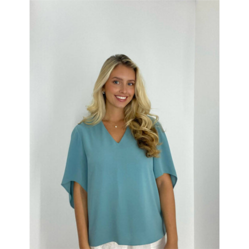 Anna Cate nina short sleeve top in blue mineral