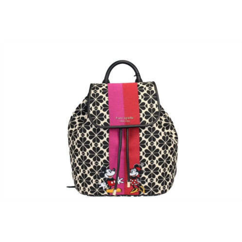 Kate Spade disney 100 sinch medium spade flower jacquard canvas flap womens backpack